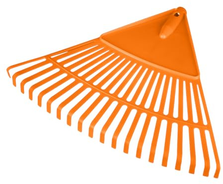 NEO TOOLS Gartenrechen 48 cm, Handlicher Zinkenbesen zum Zusammenfegen | Von Laub und Grasschnitt, Robusten Kunststoffzinken, Garten Multirechen Kunststoff Zwiebel