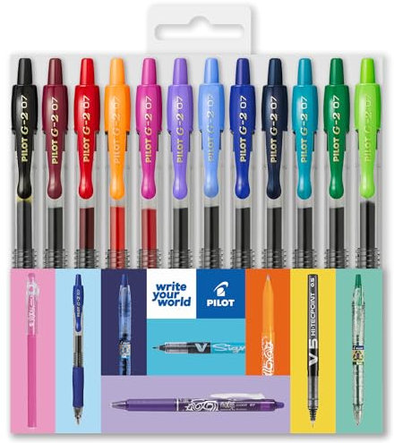Pilot G-2 Gelschreiber, 0,7 mm Spitze, einziehbar, Set mit 12 Stück