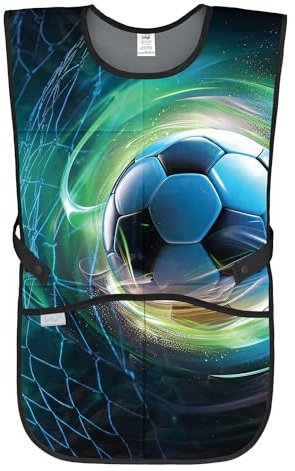 Baagl Kinderschürze Mädchen Jungen Kochschürze Kinder, Schürze Malschürze Bastelschürze für Kinder (Fußball Ball)