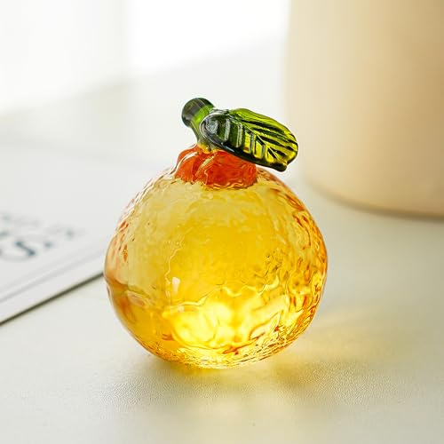 KRISININE 5,1 cm große orangefarbene Glasfigur, Kristallfrucht, Sammlerstücke, mundgeblasenes Glas, Früchte, Mandarine, Dekoration, Kunstornament für Zuhause, Büro, Küche, Dekoration, Geschenk für