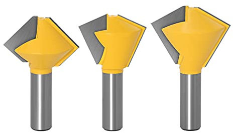 EAJORN Set Bird's Mouth Woodworking Router Bit Set 6/8/12 Side Multi-Sided Joint Chamfer Forming Cutter Tool