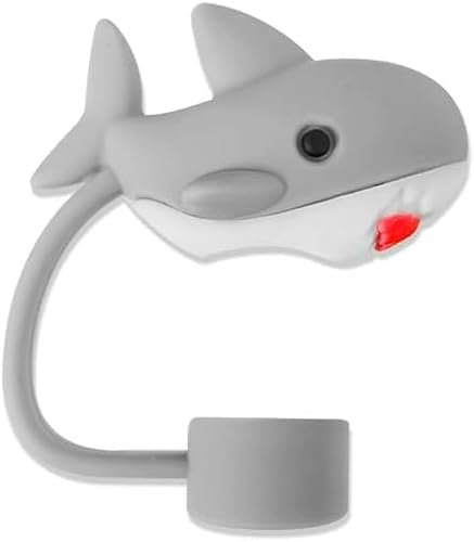 Shark Straw Cap Straw Cover for Stanley 40&30 Oz Cup, Cute Straw Topper for Tumblers, 10mm Silicone Straw Covers Cap for Stanley Cup Accessories, Straw Cap Stopper for Reusable Straws Tip Lids
