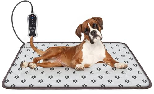 GOLOPET Extra Large Dog Heating Pad 47x30 in Waterproof Heated Dog Bed Smart Thermostat Switch, Whelping Supplies, Adding Wire Rope Wires Puppy Heating Pad Mat Paw Print