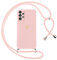 Oelrstfe Coque pour Samsung Galaxy A13 4G avec Cordon de Collier Étui Housse Souple Silicone avec Motif Coeur et Portable Lanyard Réglable Antichoc Anti-Chute Bandoulière Lanière Case,Rose