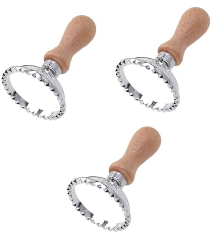 Amosfun 3 Piezas cortadores de galletas pasta tortellini molde para hacer pasta cortadores circulares de pastelería Molde para galletas redondas molde en cortador de galletas Bambú