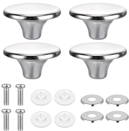 4 Stück Topfdeckelknopf, Edelstahl Topfdeckelgriffe Universal, Hitzebeständiger Topfdeckel-Ersatzgriff mit Schrauben