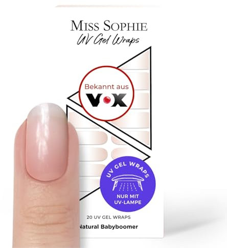 Original Miss Sophie UV Gel Nagelfolien I 20 UV Gel Nagellack-Streifen Farbverlauf Natural Babyboomer UV I Für Finger- & Fußnägel