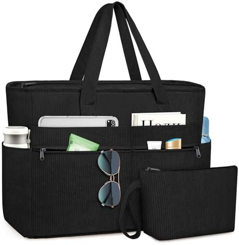 WACCET Strandtasche XXL Familie, Große Wasserdichte Strandtasche Damen mit Reißverschluss, Faltbare Leichte Badetasche Damen mit Mehreren Taschen Beach Bag Tote Bag für Strand, Reisen, Urlaub, Pool.