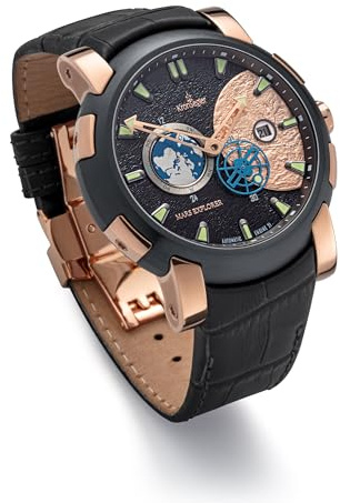 Kronsegler Mars Explorer - Herren Automatikuhr Rosé Schwarz mit Saphirglas