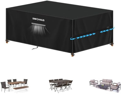 SIMPHAUS Abdeckung Gartenmöbel Abdeckplane Gartenmöbel Wasserdicht,Anti UV 420D Oxford Gewebe Schutzhülle Gartenmöbel Abdeckhaube für Gartenmöbel Lounge,Klapptisch,Rattan Couch,Balkonmöbel 180x90x75cm