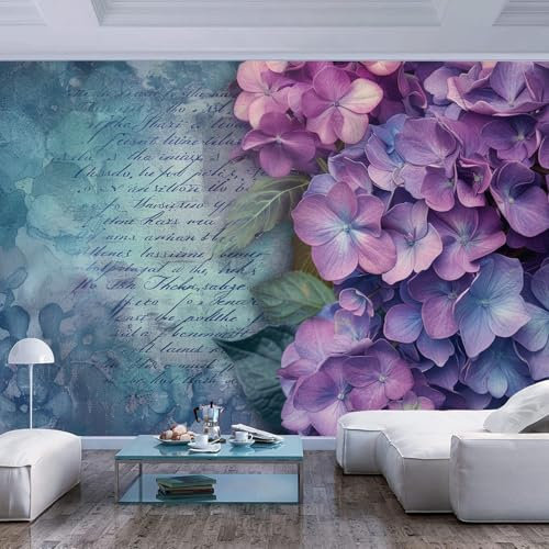 Fototapeten Poster 3D Retro Blumen Lila Tapete 3D Tapeten für Wohnzimmer Schlafzimmer Büro Flur