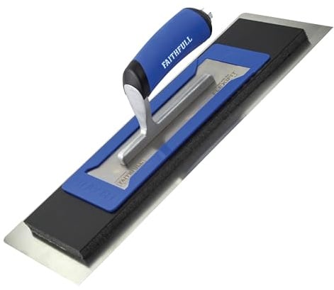Faithfull FlexiFit Plastering Trowel Kit - 16 Inch (406mm) Dual-Edge Stainless Steel Blade with Foam Backing & Interchangeable Master Trowel for Wall & Ceiling Plastering