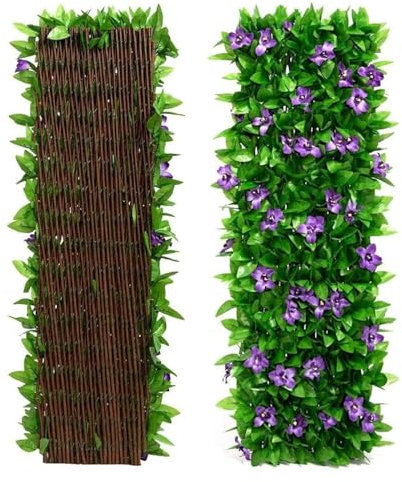 2er-Pack künstliche Blätterpaneele, Gartenzaun, künstliche Hecke, erweiterbares Blätterspalier, dekoratives Zaunpaneel aus künstlichem Efeu, künstliche Hecken 30 x 180 cm