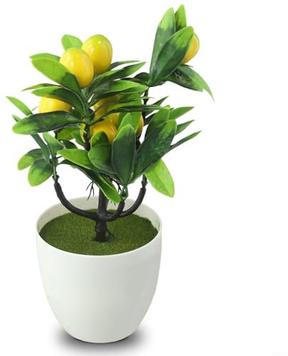 Albero di limone artificiale, fiori artificiali in vaso, porta la natura all'interno, facile da mantenere e di lunga durata, idea regalo perfetta, albero di limone finto