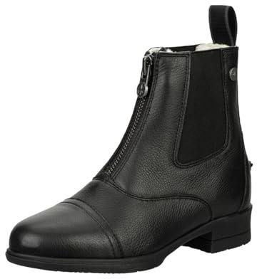SUEDWIND FOOTWEAR Reitstiefeletten Nova Soft FZ Winter – Schwarz 25-46 | Kinder Reitschuhe aus Rindsleder – Paddock Stiefeletten mit Teddyfell, Komfort-Gummisohle & Reißverschluss vorne