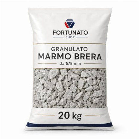 FORTUNATO Granulato di Marmo Toscano Beige, 5/9 mm, Ghiaia Decorativa per Giardini e Interni, Breccino Ornamentale, Sacco da 20 kg
