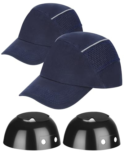 2 cappellini di sicurezza, cappello rigido regolabile con rete traspirante, berretto leggero stile baseball per uomini e donne, adatto per lavori di costruzione e manutenzione, blu