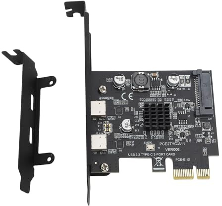 Ouitble USB 3.2 Gen 2 PCI-E 1×3.0 Karte 10Gbps PCIe-Karte auf USB C Interner PC Hub Konverter mit 2 Type C Ports Low-Profile für Desktop PC