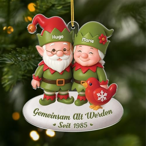 Geschenke Mall Personalisiertes Ornamente - Gemeinsam Alt Werden Seit [Effet d'impression 3D] - Personalisierte Weihnachtssgeschenke, Weihnachtsanhänger für Paare, Deko Weihnachtsbaum (Modell 8)