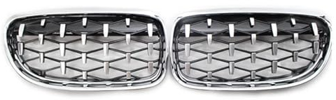 Nebelscheinwerfer Gitter Diamantgrill-Nierengrill Für E90 E91 318i 320i 325i 328i 2009 2010 2011 2012 – Rennsport-Design Nieren grill(All Silver)