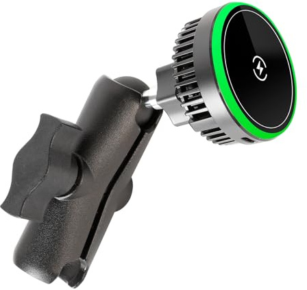 FPN 15W Fast Charging Magnetic Wireless Charger with 1 Ball for RAM Mounts - 3.54 Medium Aluminum Alloy Arm, TEC and Fan Dual Cooling - Compatible with MagSafe iPhone 17/16/15/14/13/12 Series