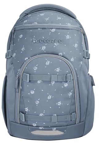 coocazoo Byte Schulrucksack „Bloomy Daisy”, hellgrau, ergonomischer & anpassbarer Tornister, höhen- & größenverstellbar, mit Brustgurt & Hüftgurt, ab der 3. Klasse