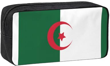 WSSYYBF Trousse simple et spacieuse drapeau de l'Algérie en tissu Oxford 600D, sac de rangement portable, adapté pour le bureau et les voyages.