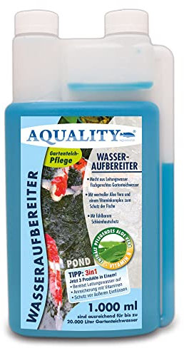 aquality Gartenteich Wasseraufbereiter Pond 3in1 (Macht aus Leitungswasser fischgerechtes Teichwasser - Mit Aloe Vera, Vitamine - Schleimhautschutz), Inhalt:1 Liter