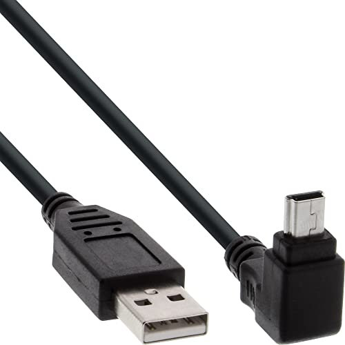 InLine 34120 USB 2.0 Mini-Kabel, Stecker A an Mini-B Stecker (5pol.) oben abgewinkelt 90°, schwarz, 2m
