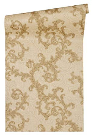 Livingwalls Versace Luxus-Tapete Gold Beige - klassische Barock-Tapete mit Ornamenten Mustertapete Vliestapete 10,05 m x 0,70 m - Made in Germany