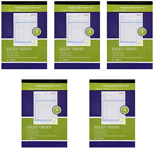 Online Best Service 5 Pack Large Sales Order Book Receipt Invoice Duplicate Carbonless 50 Sets 5.9/16 X 8.7/16