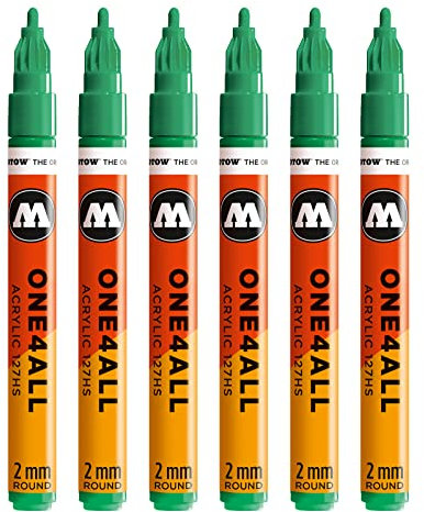 Molotow One4All 127HS Acryl Marker (2,0 mm Strichstärke, hochdeckend und permanent, UV-beständig, für fast alle Untergründe) 6 Stück Farbe 235 türkis