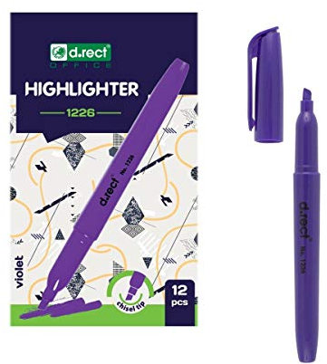 D.RECT 1226 - Evidenziatore con punta a scalpello, 12 pezzi, colore viola