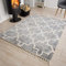 TAPISO Versay Teppich Grau Creme Fransen Shaggy Modern Hochflor Geometrisch Marokkanisch Gitter Langflor Wohnzimmer Schlafzimmer ÖKOTEX 140 x 200 cm