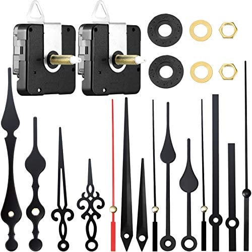 Mudder 2 Stück Hoch Drehmoment Lange Welle Uhrwerk Bewegung Mechanismus mit 5 Verschiedenen Paaren Hände DIY Uhr Reperatur Teile Ersatz (28 mm/ 1,1 Zoll)