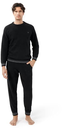 DAVID ARCHY Set Pigiama da Uomo in Morbido Pile da Uomo, Pigiama da Uomo in Caldo Pile, Comodo Pigiama da Salotto e Pantaloni del Pigiama da Uomo