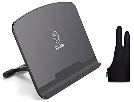 Parblo PR 100 - Soporte universal para tablet con guante de dibujo PR01, ajustable de 10 a 16 pulgadas para tabletas de dibujo, monitores