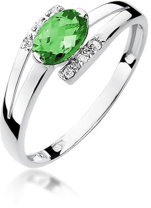 Damen Ring 585 14k Gold Weißgold echt Smaragd Edelstein Diamanten Brillanten