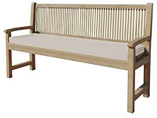 chilly pilley Bankkissen Bankauflage Polsterauflage Reißverschluss mit Schlaufen Kissen für Gartenbank Gartenbankauflage für Gartenmöbel Sitzkissen & Rückenkissen Outdoor (140x40x 5 cm, Cremefarbig)