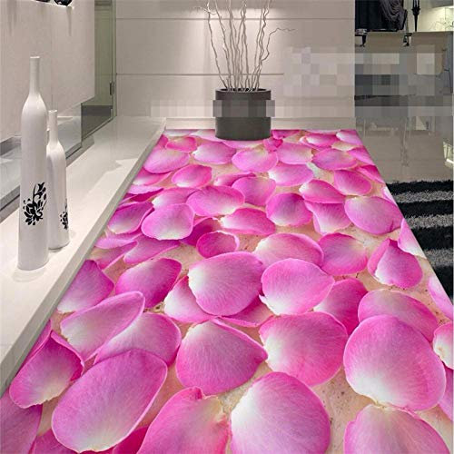 3D peinture au sol salle de bain murale romantique pétales roses 3D papiers peints décor à la maison étanche pvc auto-adhésif papier peint-200 * 140 cm