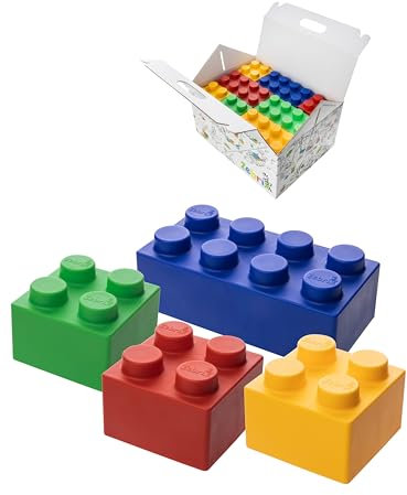 Zebrix XXL 50 Klemmbausteine 4 Farben I Große Bausteine in Rot, Grün, Blau und Gelb - (50 Steine) I Für Babys & Kinder 6 Monate - 99 Jahre I Made in Germany