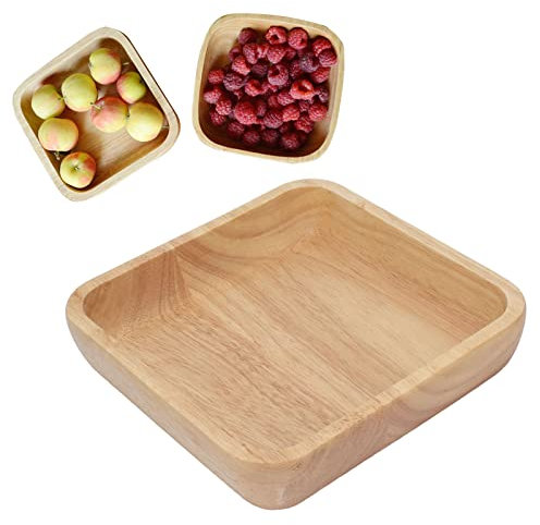 Cyrank Holzschüsseln für Lebensmittel, Quadratische Holzsalatschüssel Kleine Salatschüssel Mini Holzschüssel Quadratische Holzschüssel für Snack Dessert(M)