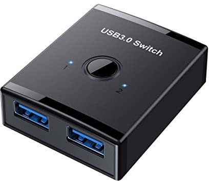Cablecc KVM Commutateur bidirectionnel USB 3.0 2 à 1 PC Partage ou 1 à 2 Hub pour clavier, souris, scanner, imprimante