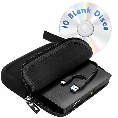 External cd DVD Drive for Laptop with Storage Bag and 10 CDs