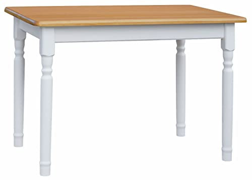 k koma Alder - Tavolo da pranzo in legno di pino massiccio, con miele, colore: bianco, 70 x 90 cm