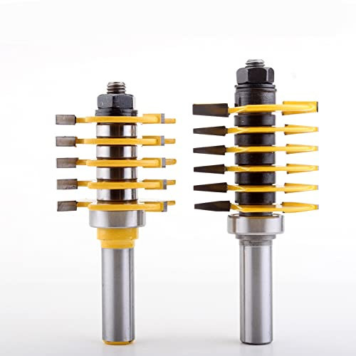 2pc 1/2SH Adjustable Box & Finger Joint Router Bit Set C3 Carbide Tipped Wood Cutting Tool Woodworking Router Bits