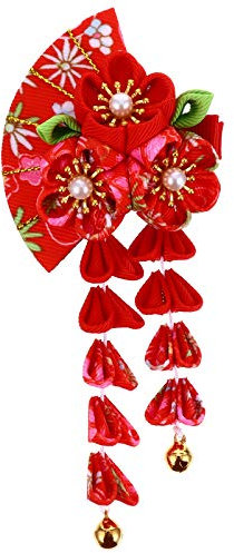 LALAFINA Kimono Haarspange Clip, Japanische Lange Quaste Haarspange, Blumen Haarklammern, Tsumami Haarnadel FüR Kimono Hanfu Geisha Yukata Haarschmuck Schwarz