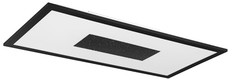 EGLO LED Deckenleuchte Marmorata, Deckenlampe mit Kristall-Effekt | Licht-Zonen einstellbar per Lichtschalter, Deckenbeleuchtung aus Metall in Schwarz und Kunststoff in Weiß, 60 x 30 cm