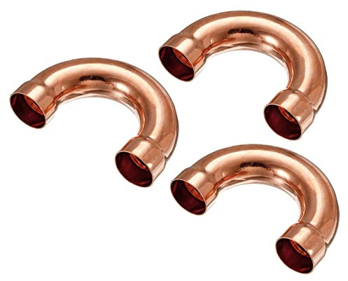 sourcing map Forme Coude 180 Degré Cuivre Tuyau Raccord Sueur Soudure Soudure Connexion 22mm ou 7/8 ID pour Plomberie, HVAC, Réfrigération Système, Paquet de 3