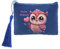 Porte Monnaie et cles Bleu Chouette et Fleur personnalise